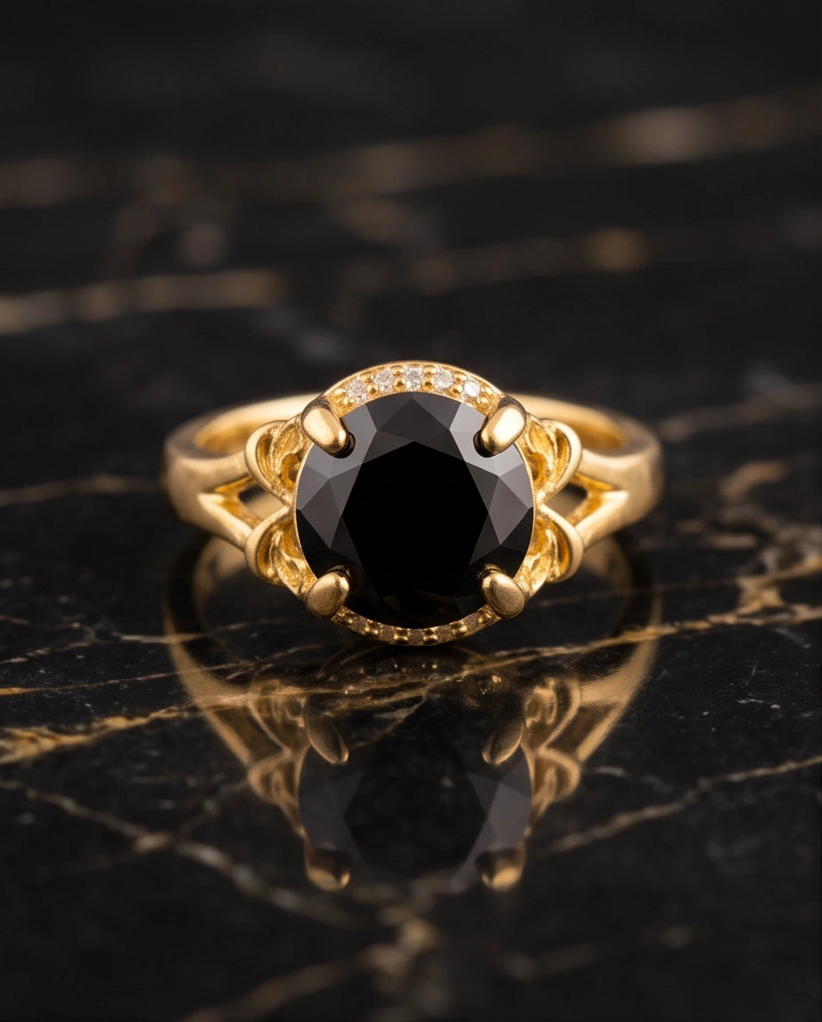 Golden Obsidian Solis Filigree Ring