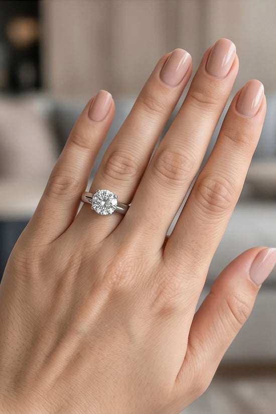 Sterling Silver Integrated Cathedral Round-Cut Moissanite Ring