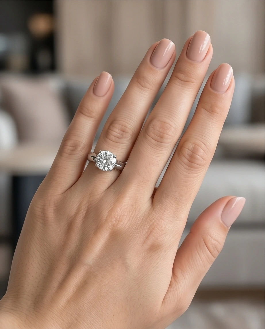 Sterling Silver Integrated Cathedral Round-Cut Moissanite Ring