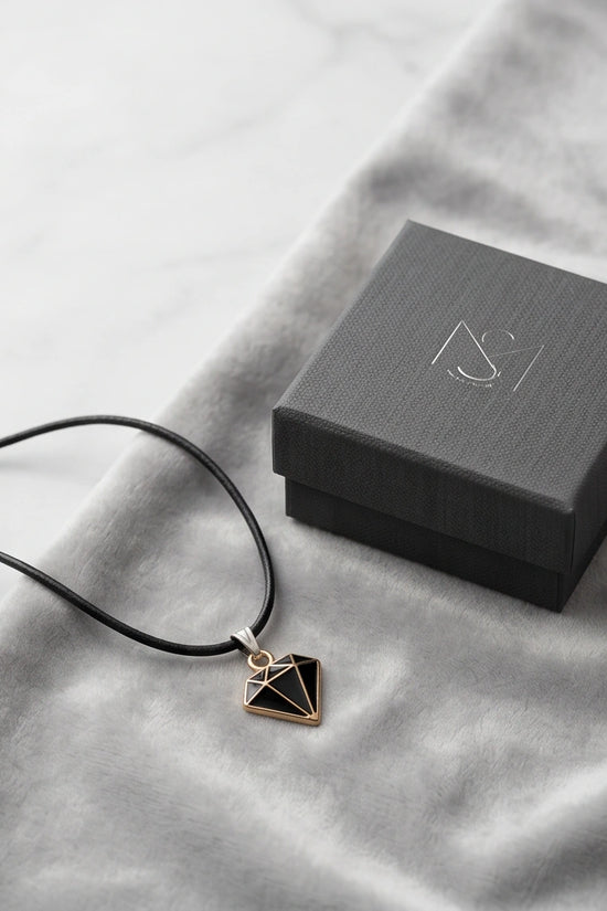 Gold and Black Geometric Diamond Necklace