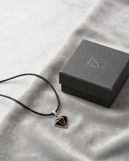 Gold and Black Geometric Diamond Necklace