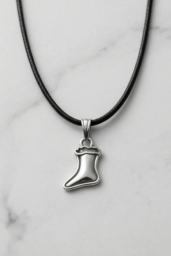 Silver Retro Stocking Pendant Necklace