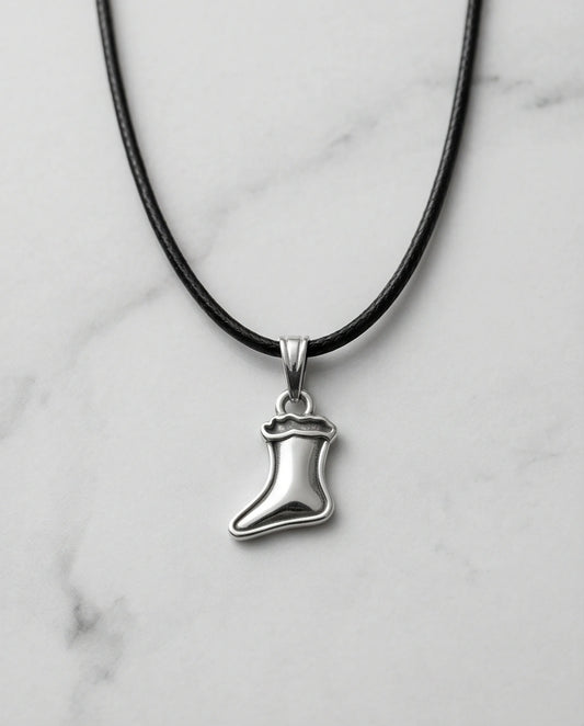 Silver Retro Stocking Pendant Necklace