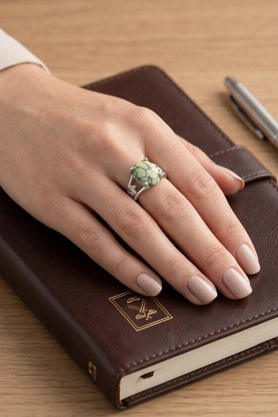Earthy Mint Leaf Statement Ring