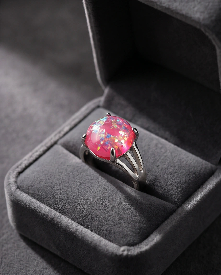 Blushing Nebula Pink Opal Ring