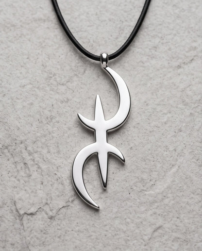 Silver Amazigh Yaz Symbol Cord Necklace