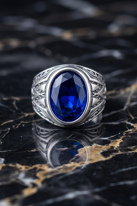 Imperial Sapphire Vertex Silver Ring