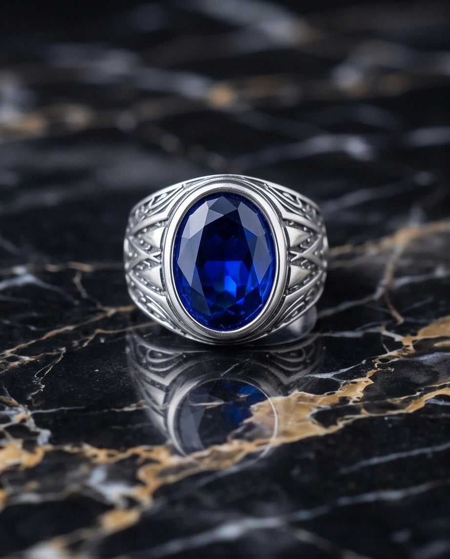 Imperial Sapphire Vertex Silver Ring