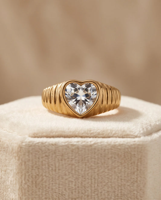 Golden Devotion Heart Signet Ring