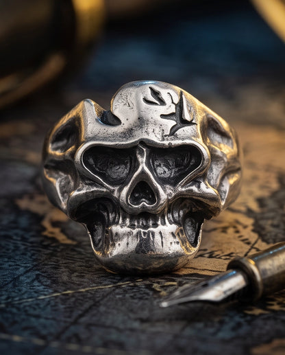 Fractured Cranium Sculpted Skull Ring