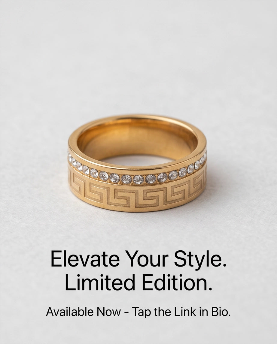 Greek Key Crystal Eternity Band