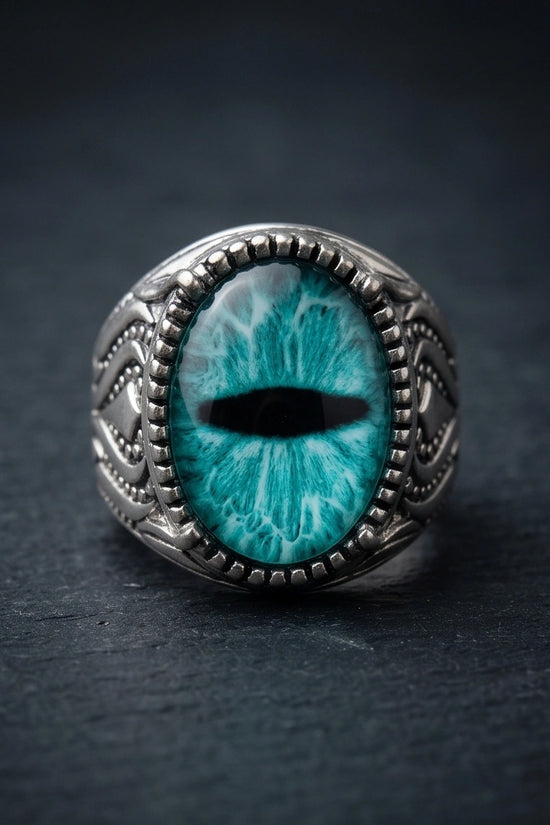 Vintage Sterling Silver Turquoise Dragon's Eye Statement Ring