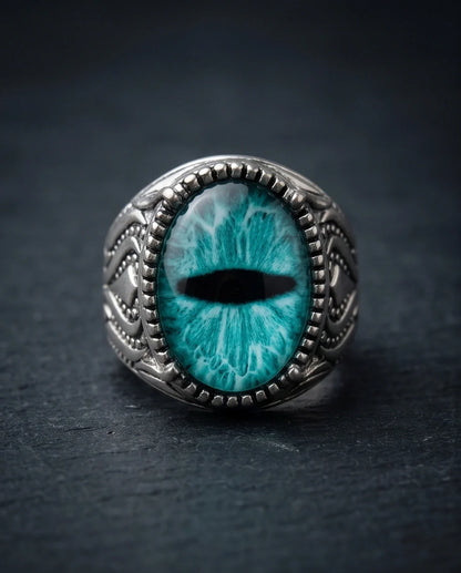 Vintage Sterling Silver Turquoise Dragon's Eye Statement Ring