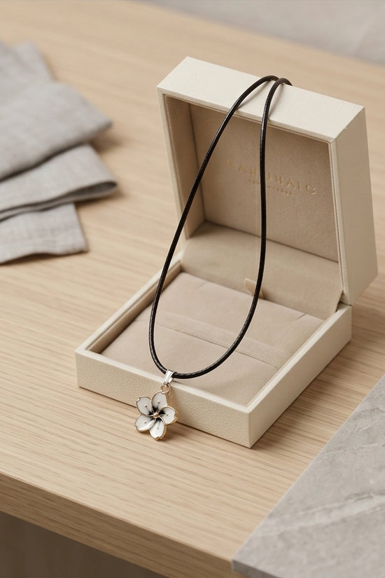 Gold and White Blossom Pendant Necklace