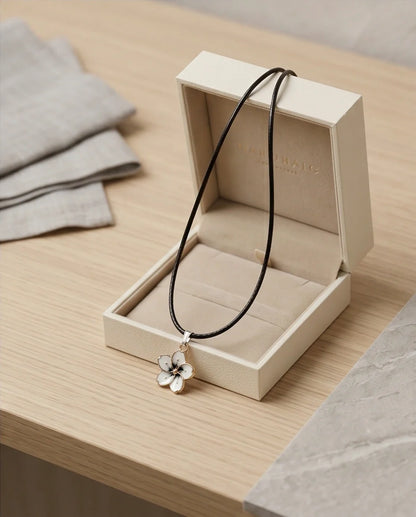 Gold and White Blossom Pendant Necklace