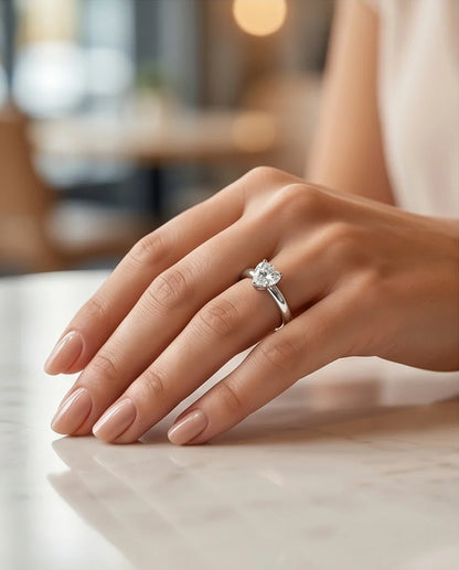 Sterling Silver Heart-Cut Moissanite Solitaire Ring