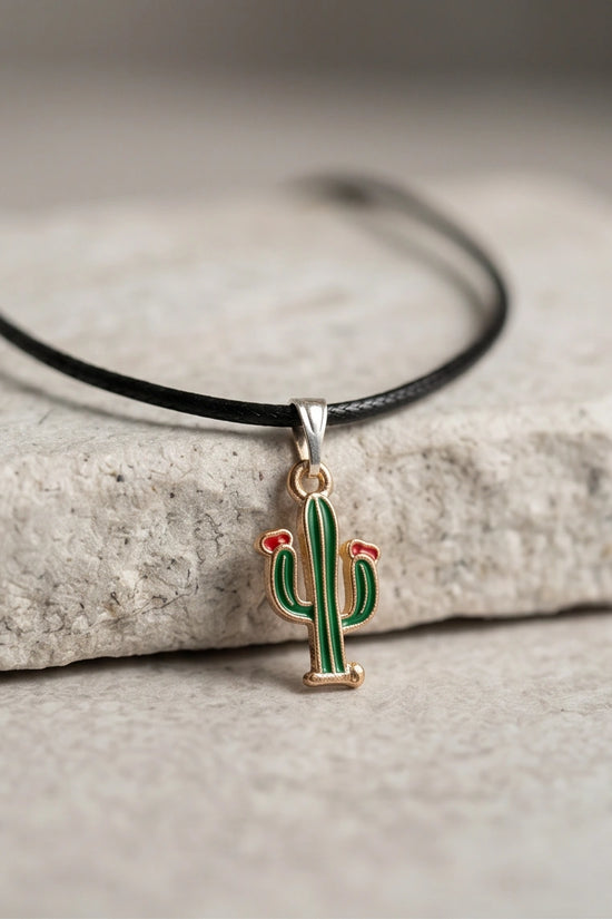 Gold and Green Blooming Cactus Necklace