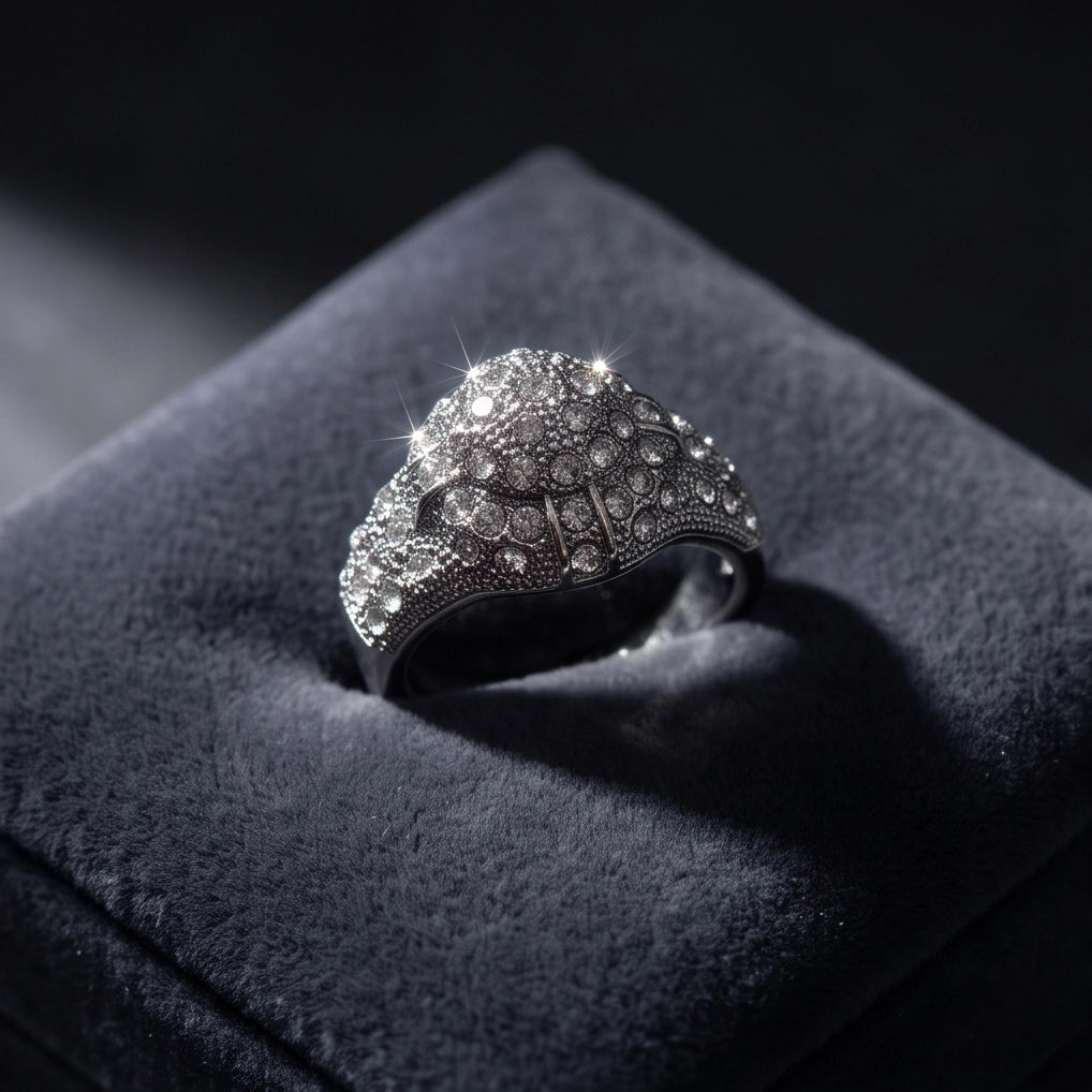 Full-Pavé Starburst Dome Signet Ring
