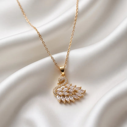 Gold Crystal Swan Necklace