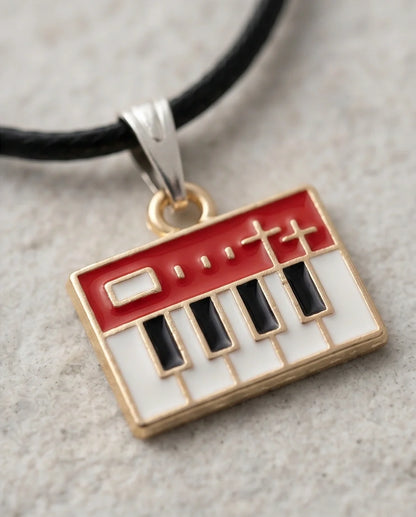 Gold and Red Synthesizer Keyboard Necklace