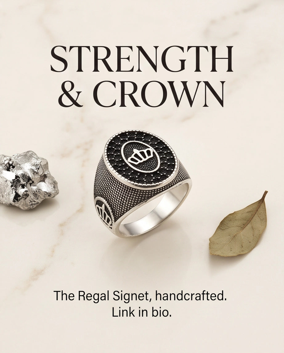 Imperial Crown Stippled Signet Ring