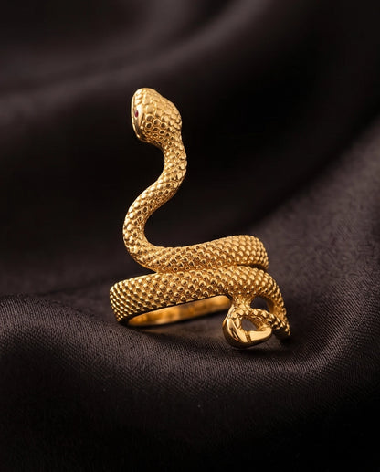 Gold Textured Serpent Wrap Ring
