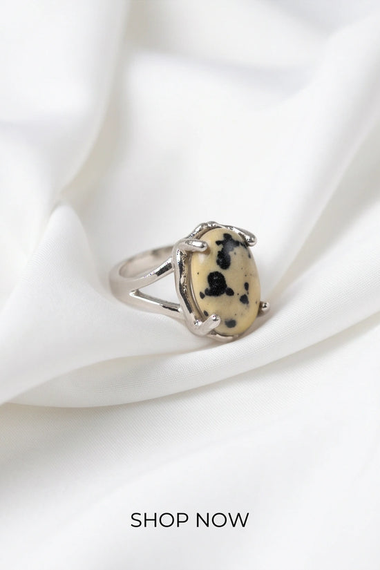 Wild Splendor Dalmatian Jasper Ring