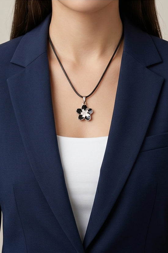 Gold and Black Frangipani Flower Necklace