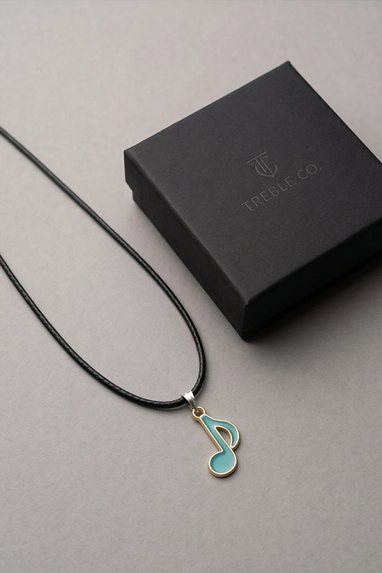 Gold and Turquoise Eighth Note Necklace