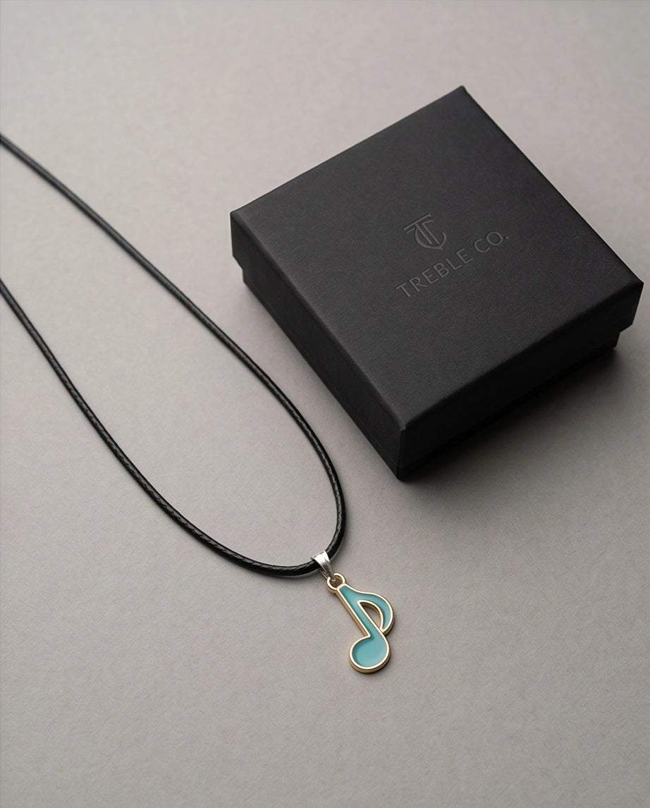 Gold and Turquoise Eighth Note Necklace
