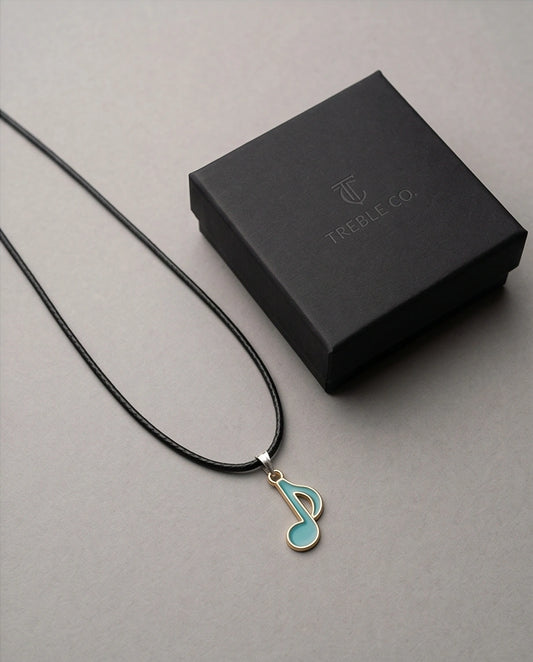 Gold and Turquoise Eighth Note Necklace