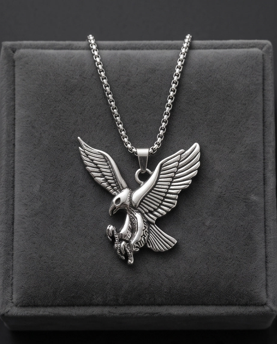 Silver Soaring Eagle Pendant Necklace