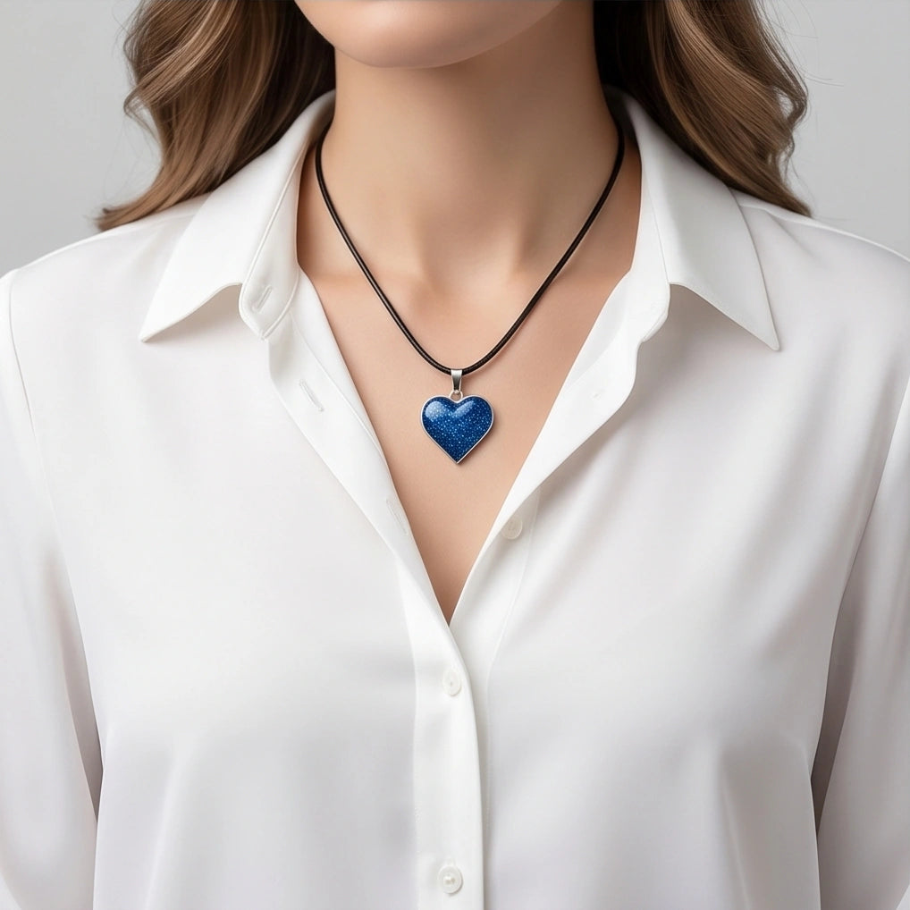 Ocean Sparkle Heart Pendant