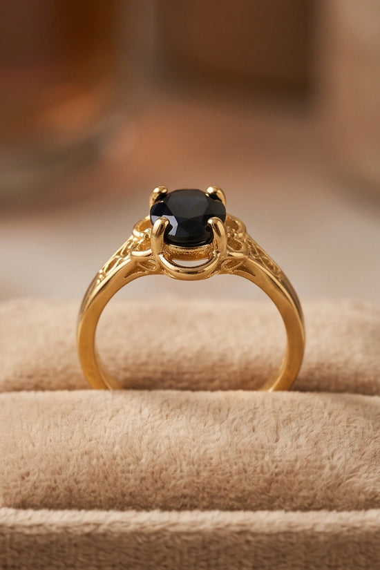 Golden Obsidian Scalloped Ring