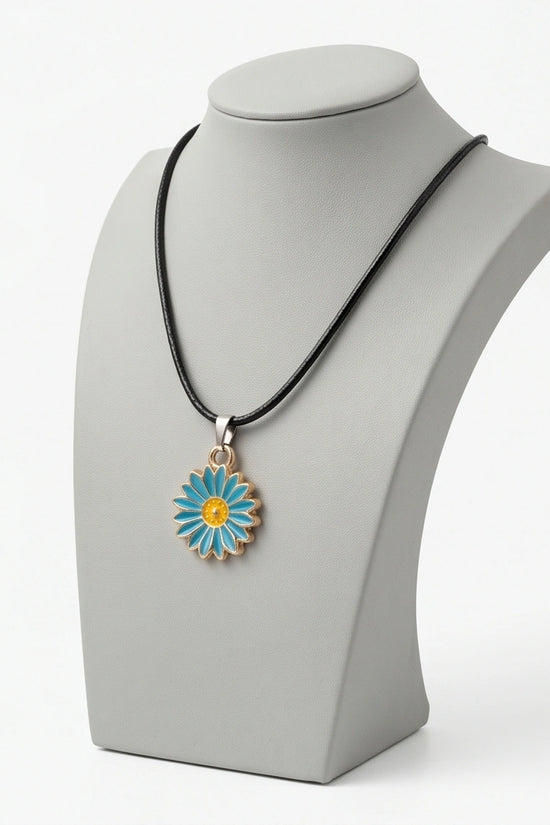 Gold and Turquoise Blue Daisy Necklace