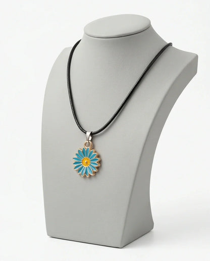 Gold and Turquoise Blue Daisy Necklace
