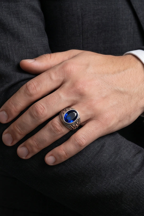Imperial Sapphire Vertex Silver Ring