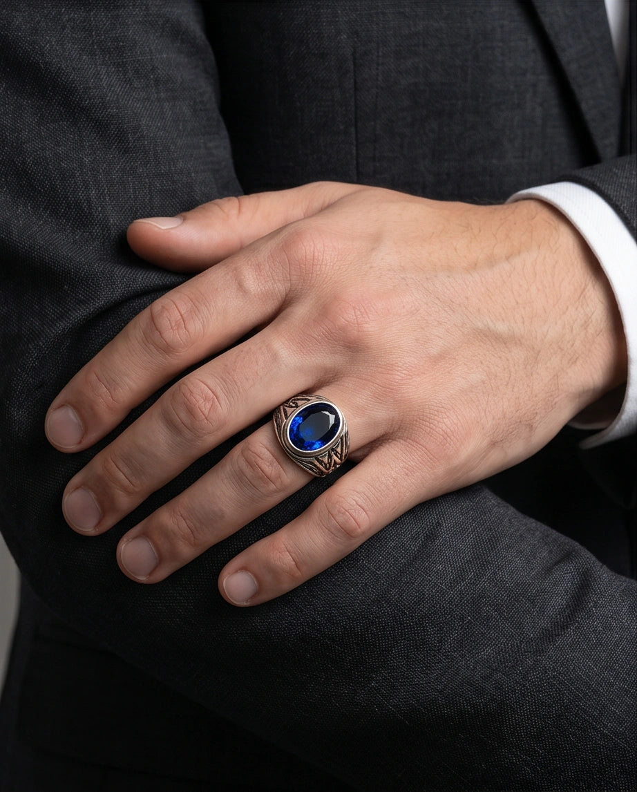 Imperial Sapphire Vertex Silver Ring