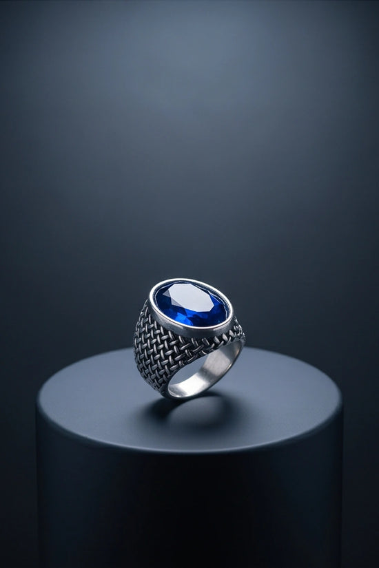 Imperial Sapphire Mesh Signet Ring