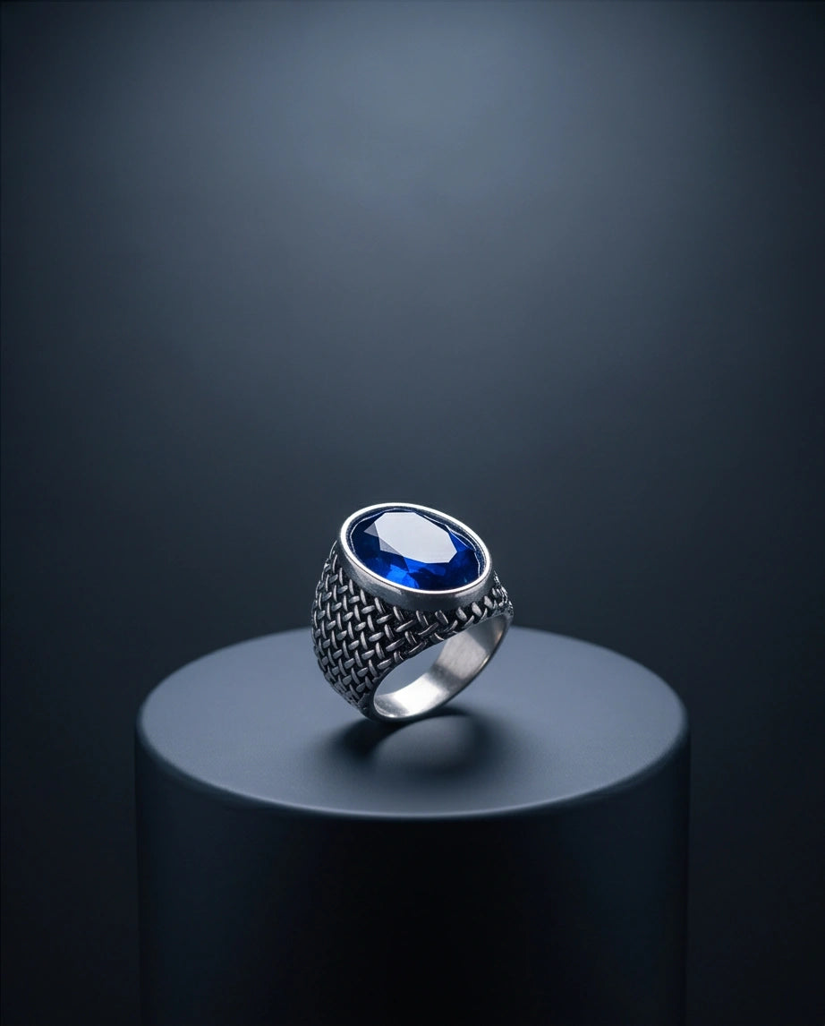 Imperial Sapphire Mesh Signet Ring
