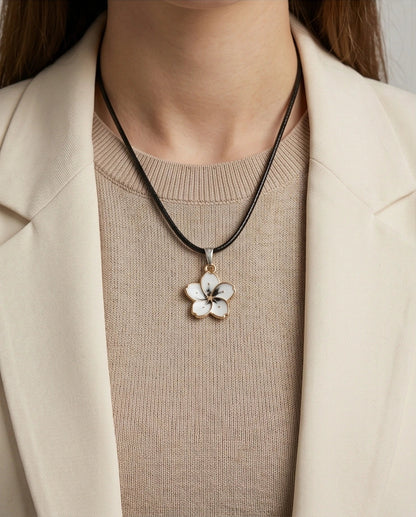 Gold and White Blossom Pendant Necklace
