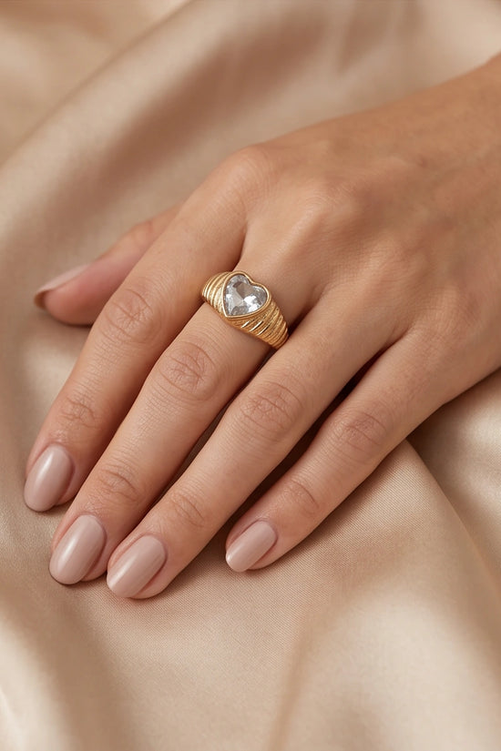 Golden Devotion Heart Signet Ring