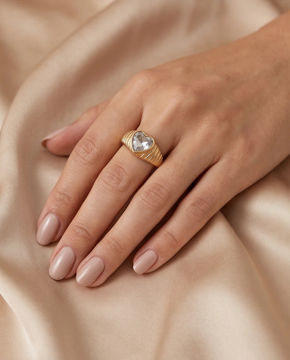 Golden Devotion Heart Signet Ring