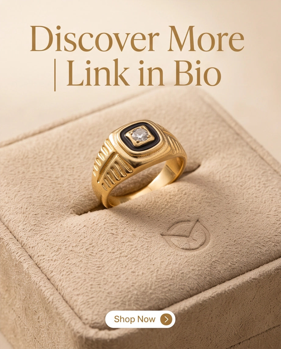 Concentric Cushion Clear Gemstone Onyx Frame Art Deco Gold Ring