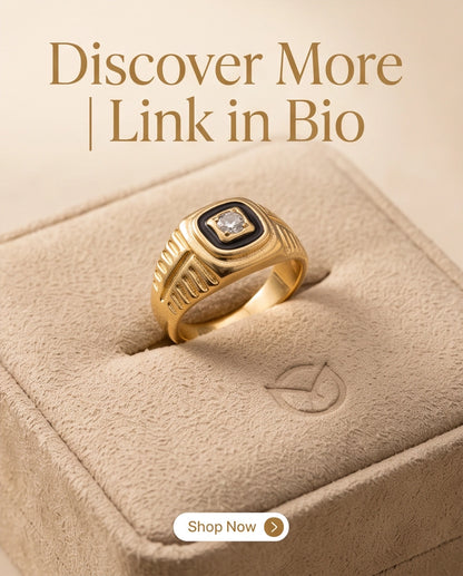Concentric Cushion Clear Gemstone Onyx Frame Art Deco Gold Ring