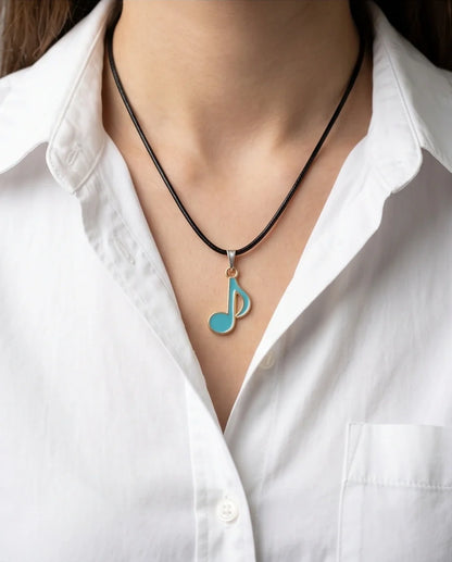 Gold and Turquoise Eighth Note Necklace