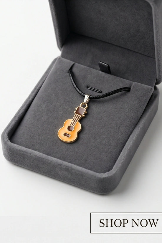 Gold and Yellow Acoustic Guitar Necklace