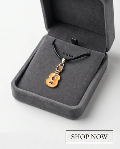 Gold and Yellow Acoustic Guitar Necklace