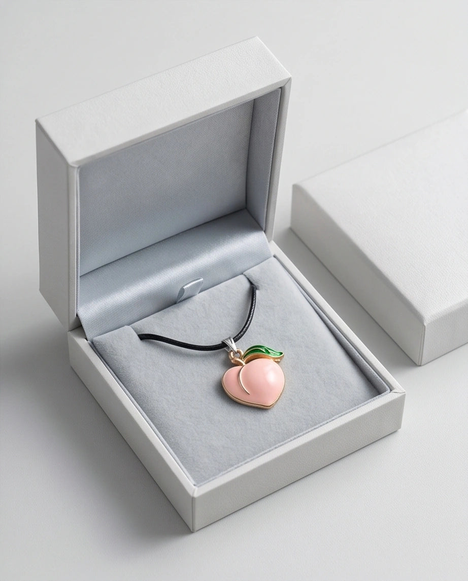 Sweet Peach Enamel Pendant Necklace