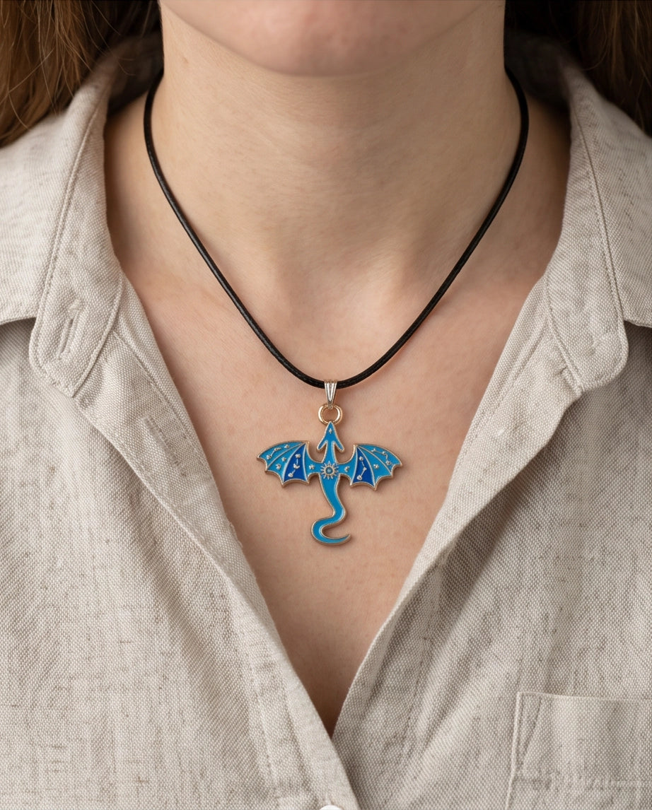 Blue Celestial Dragon Cord Necklace
